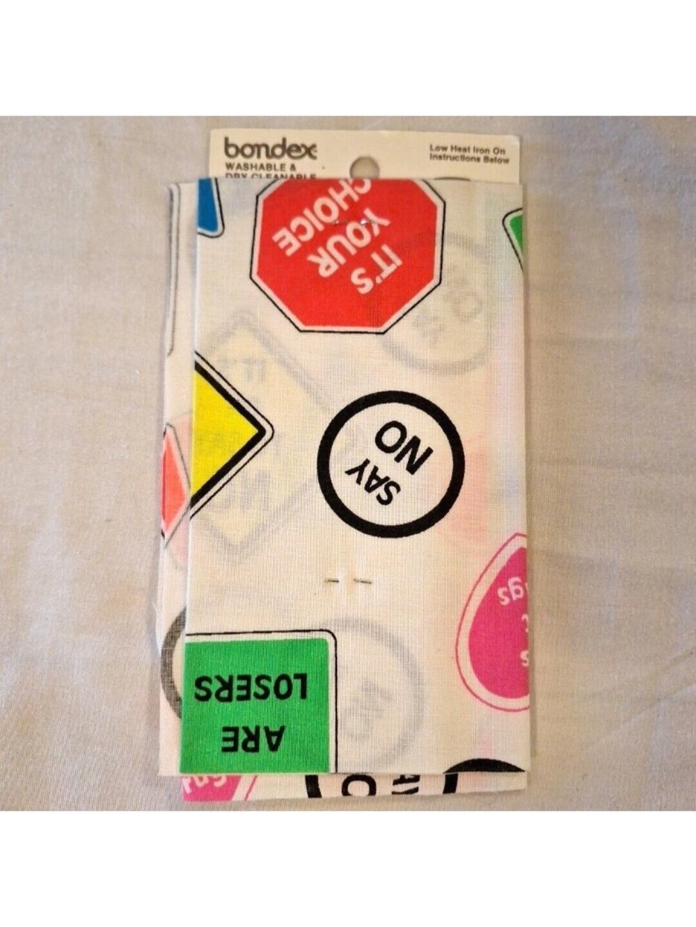 90s Neon Say No To Drugs Iron-On Fun Fabric 10x12 Wrights Bondex Vintage - Picture 3 of 7